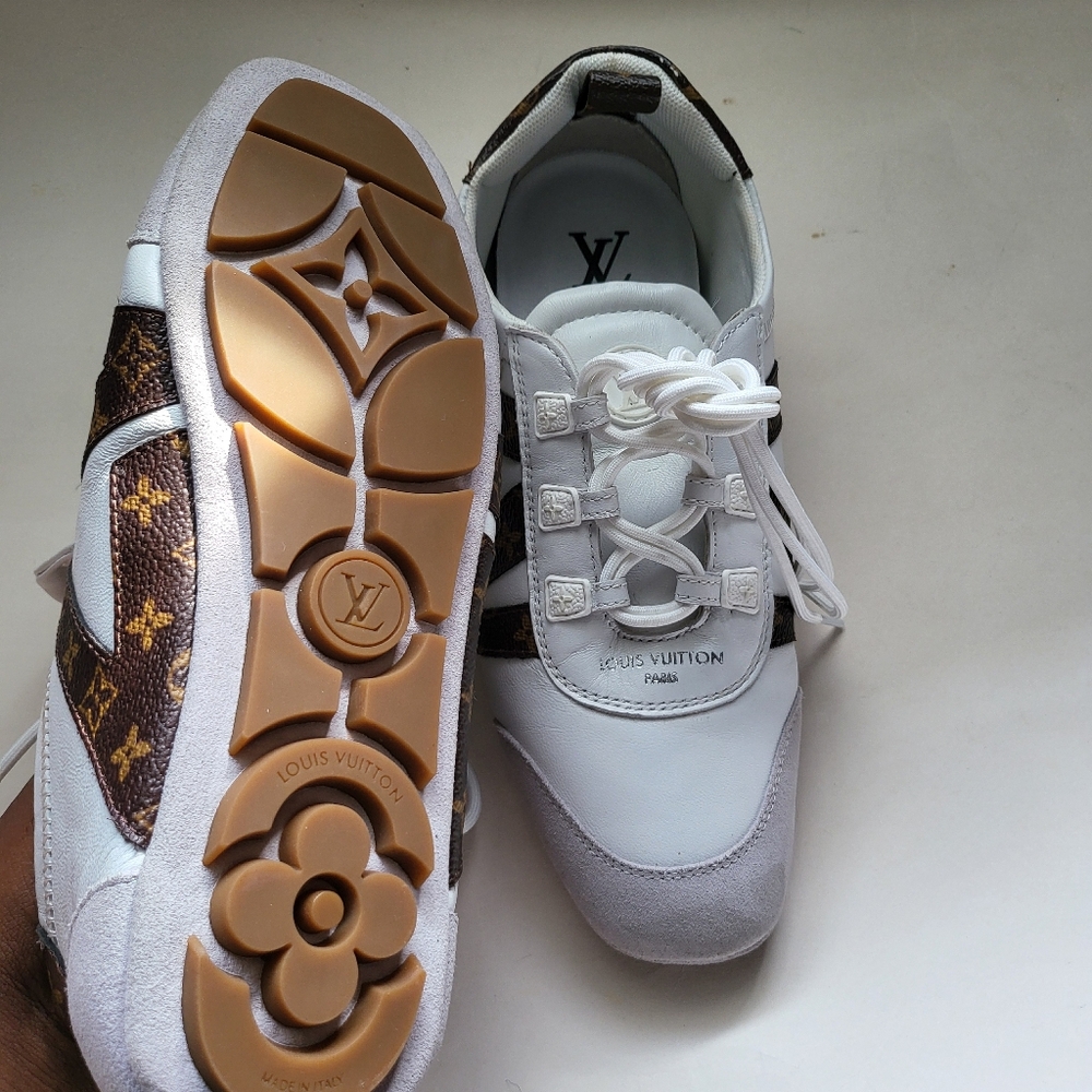 Louis Vuitton White and Brown Sneakers